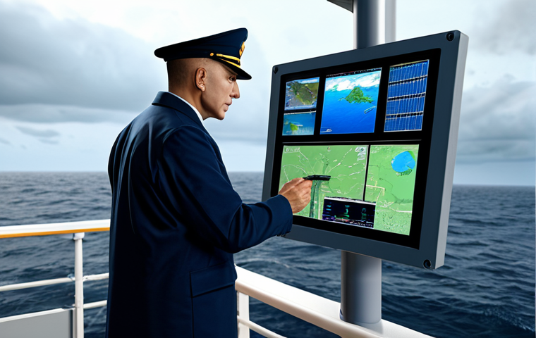해양공학 해양 방재 기술 - Coastal Monitoring Station**
"A fully clothed marine engineer, professional attire, inspecting a co...