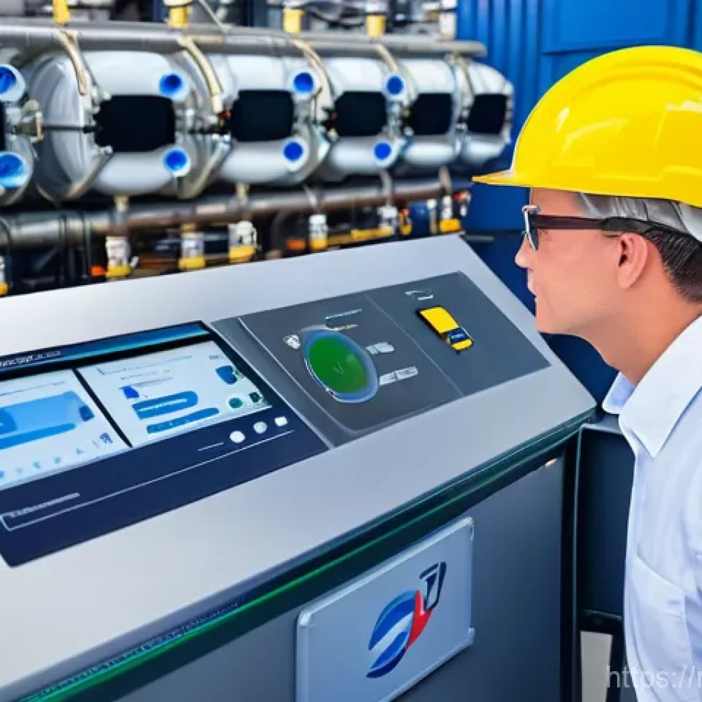 해양공학 해양 배수 기술 - **Prompt:** A futuristic, multi-stage advanced wastewater treatment system on a large commercial ves...