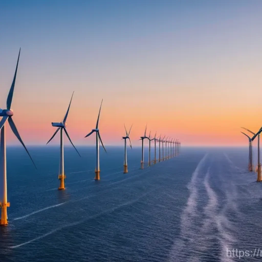 해양공학 해양토목공학 - **Offshore Wind Farm: Dawn of Renewable Power**
    A breathtaking, wide-angle shot of a colossal of...