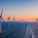 해양공학 해양토목공학 - **Offshore Wind Farm: Dawn of Renewable Power**
    A breathtaking, wide-angle shot of a colossal of...