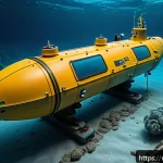 Home 19 해양공학 해저 광물 탐사 - A highly detailed underwater scene showcasing an autonomous underwater vehicle (AUV) navigating the ...