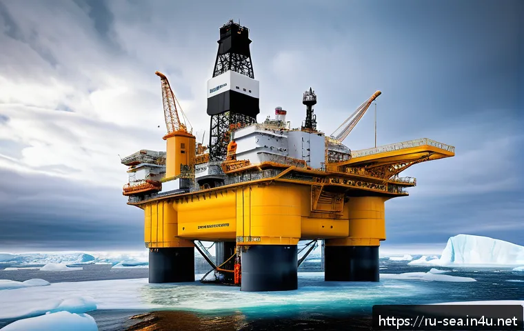 해양공학 해양 자동화 시스템 - A futuristic offshore oil platform equipped with advanced smart sensors and real-time monitoring sys...